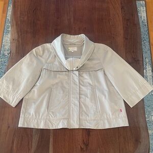 Short Trench Jacket with Oversized Collar, Sz 40